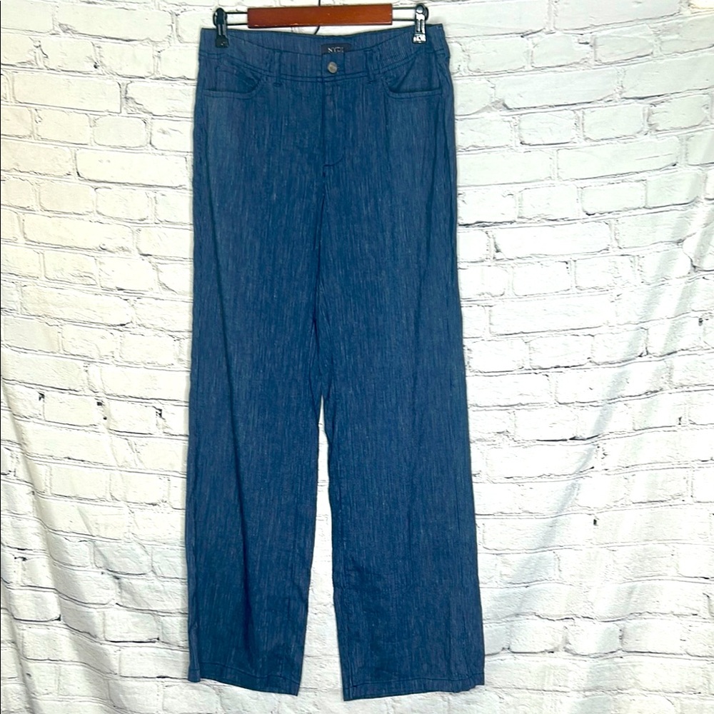 NYDJ Striped Navy & White Pants Size 6 Excellent Condition